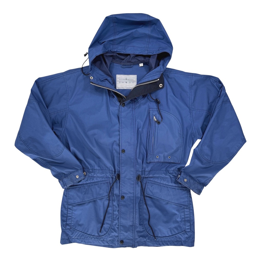 Towne London Fog Field Jacket Mens Size M Blue Hooded Utility Gorpcore Nautical